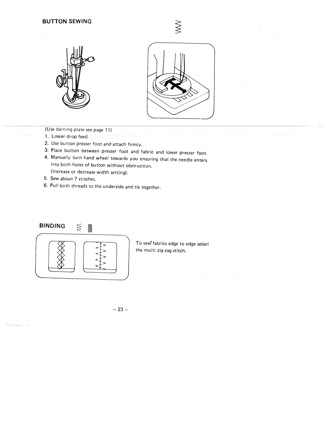 White 1515 manual Button Sewing, Binding 