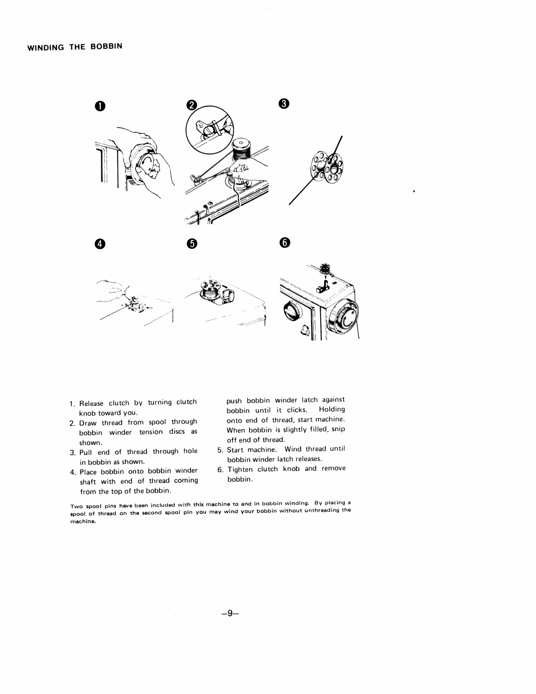 White 1570 manual Bobbin, Onto, Start, Winding 