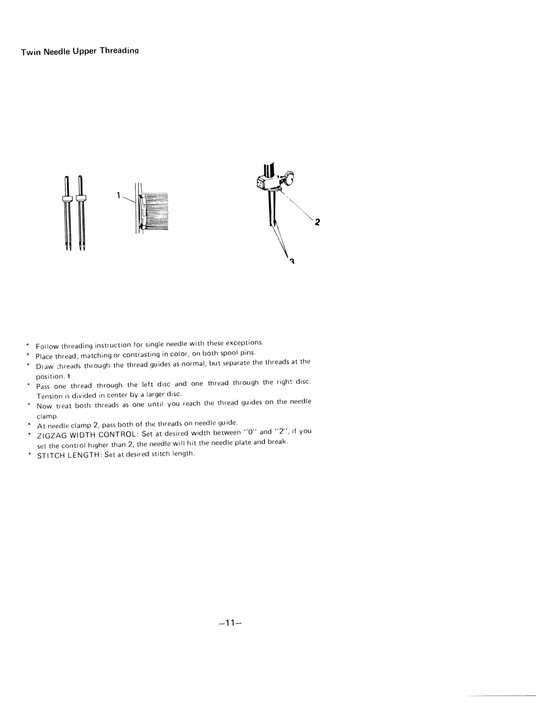 White 1570 manual Twin Needle Upper Threading, Zigzag 