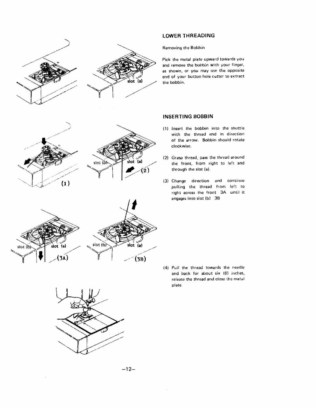 White 1570 manual Threading, Inserting, Lower 