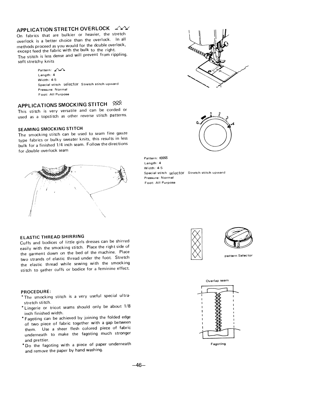 White 1570 manual Over Lock, Application Stretch, Smocking Stitch 