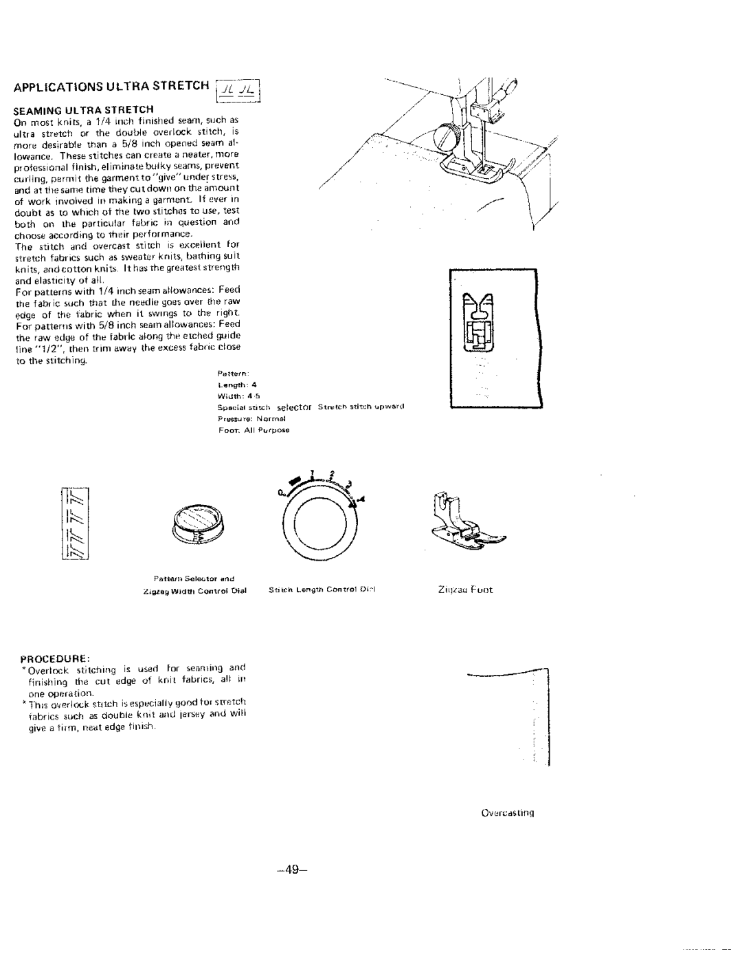 White 1570 manual Applications Ultra Stretch, Overlock 