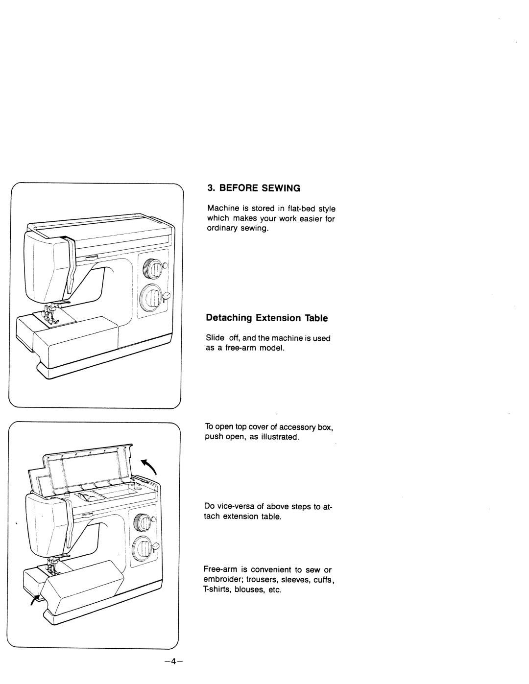 White 1599 manual Detaching Extension, Before Sewing, Steps 