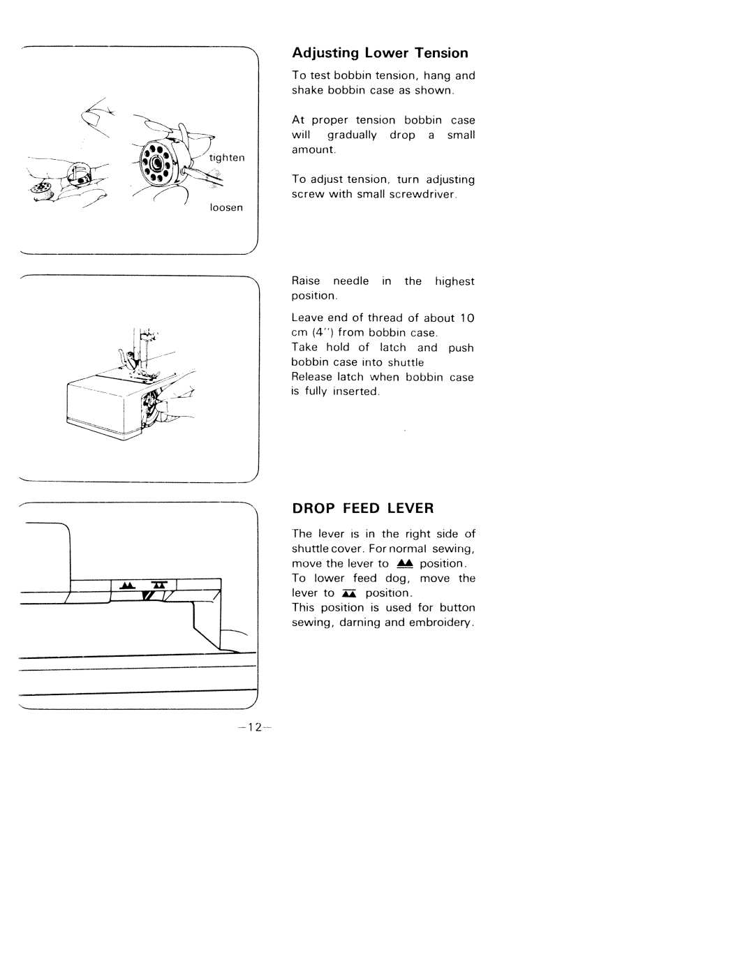 White 1781 manual Adjusting Lower, Tension 