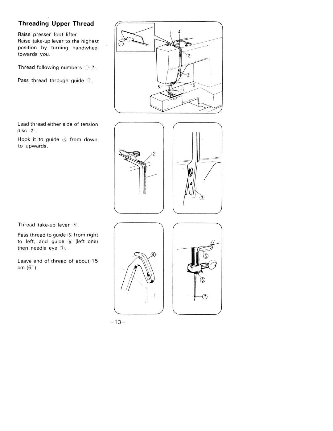 White 1781 manual Threading Upper, Numbers, Pass thread 