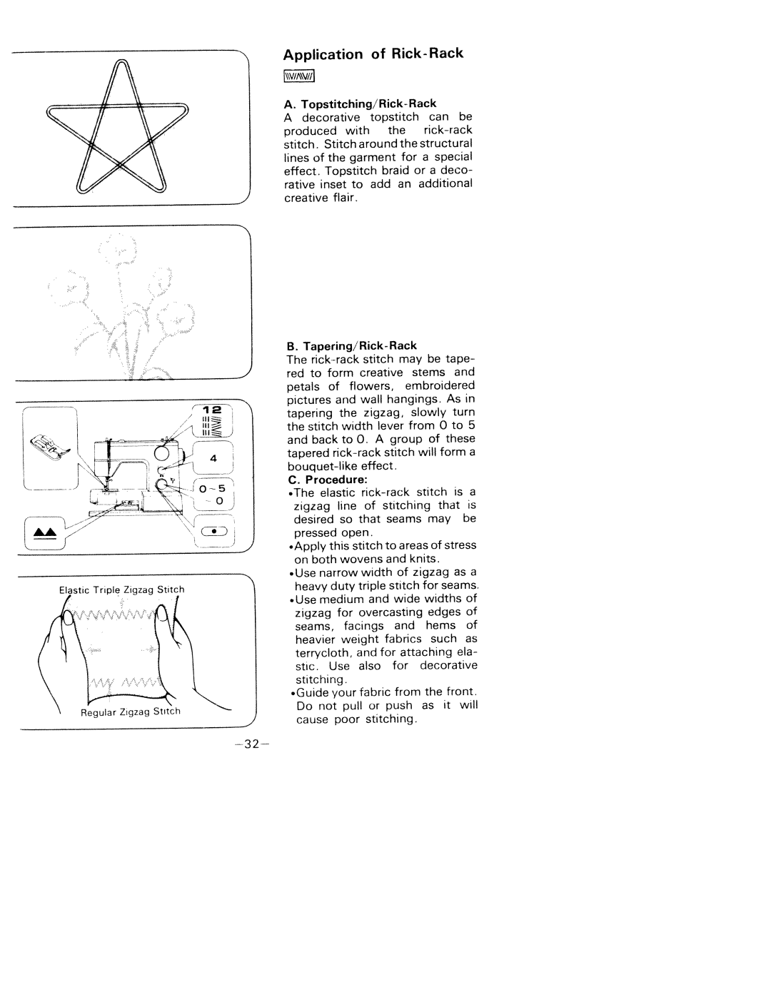 White 1781 manual Application Rick-Rack, Deco, Tape, Ela 