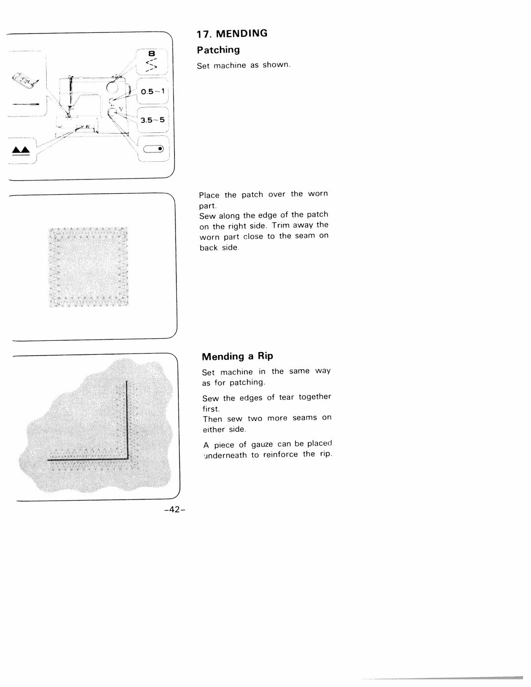 White 1781 manual Patching, Mending, Rip 