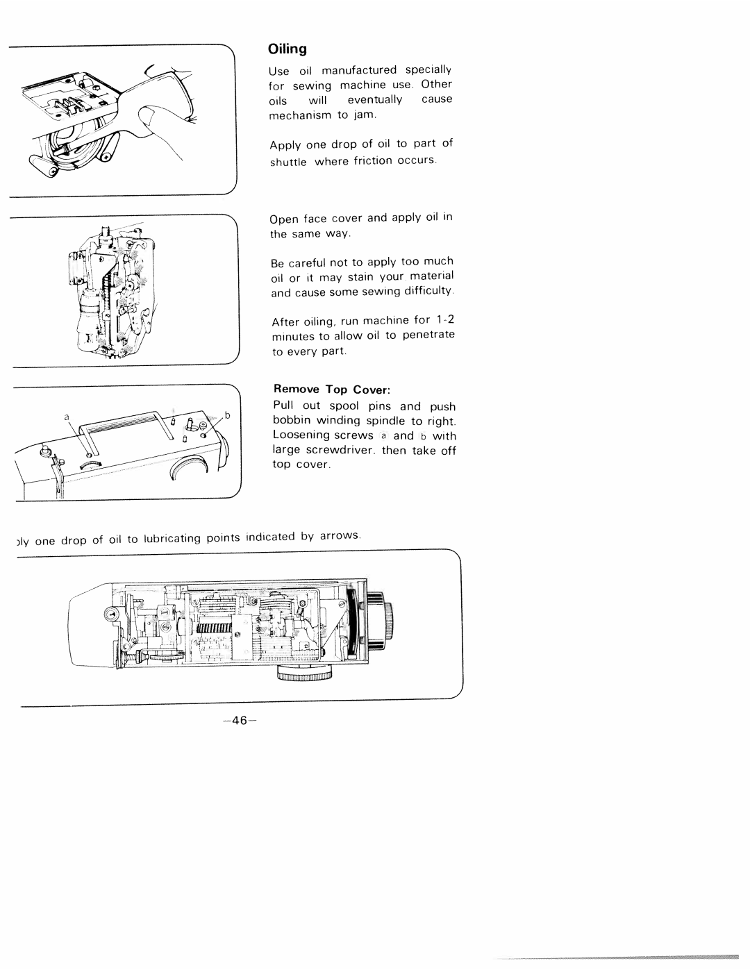 White 1781 manual Oiling, Screws 