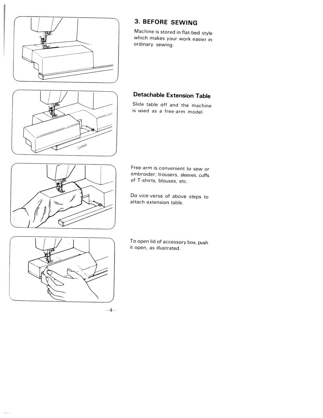 White 1781 manual Sewing, Detachable Extension 