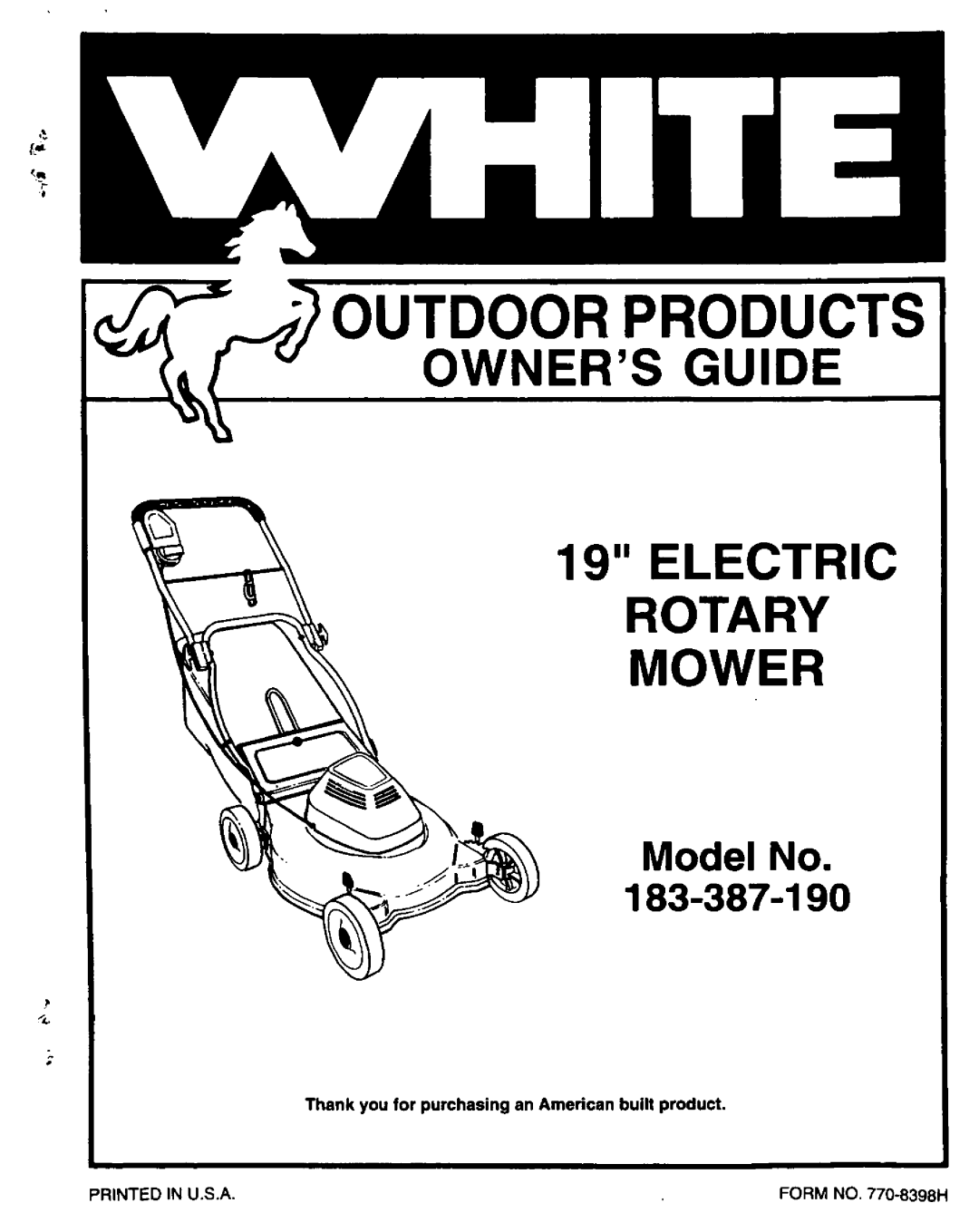 White 183-387-190 manual 