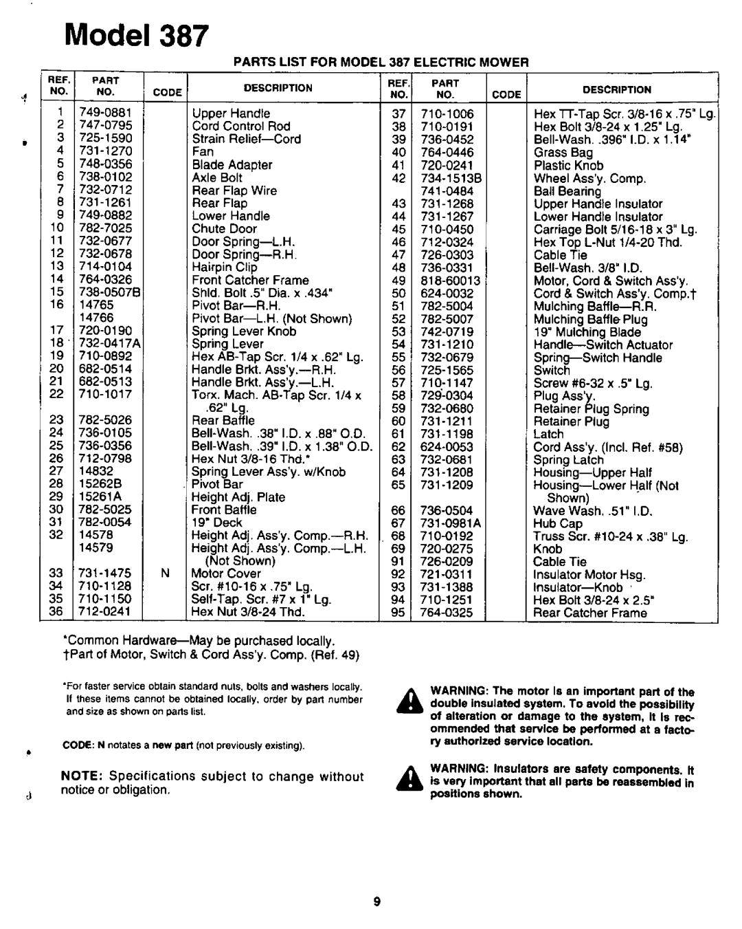 White 183-387-190 manual 