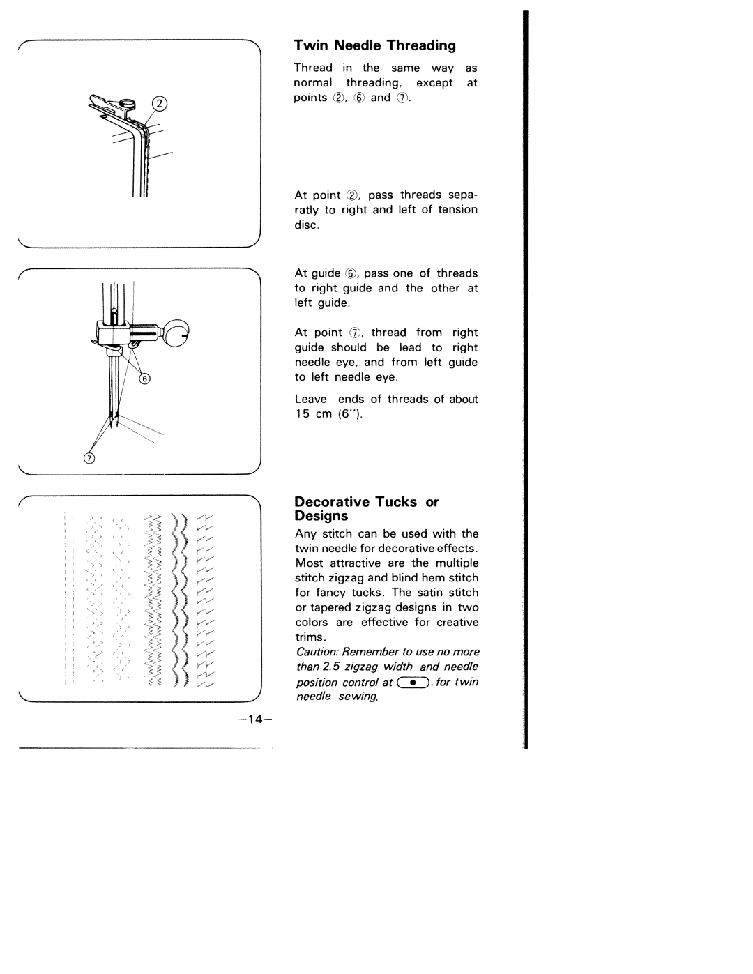 White 1927 manual Twin Needle Threading, Decorative Tucks or Designs 