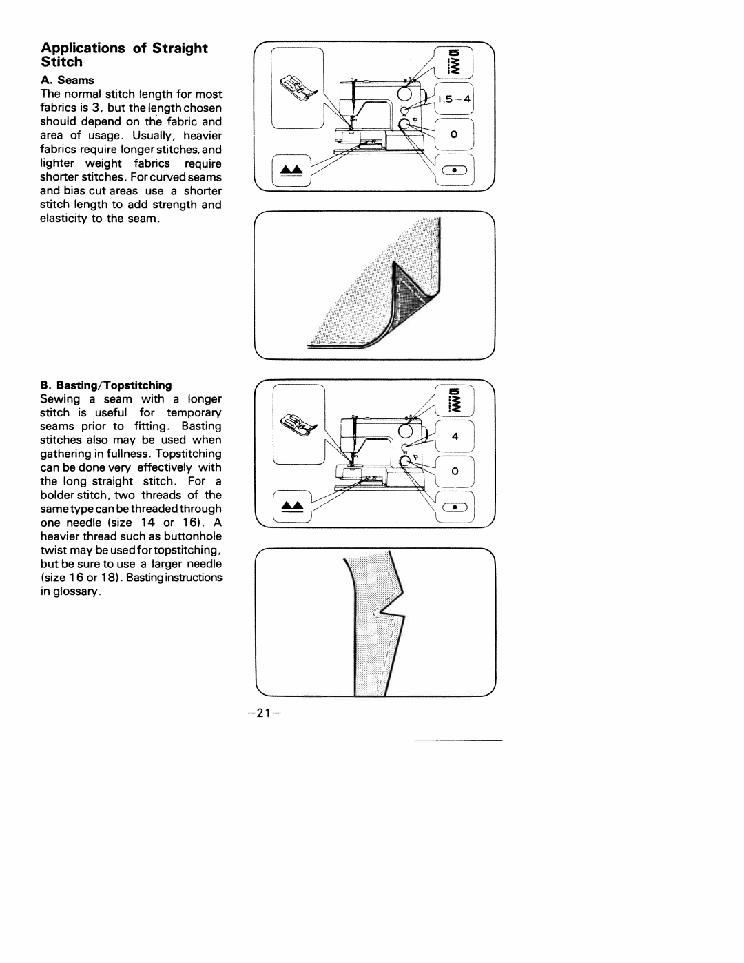 White 1927 manual Stitch, Applications of Straight, Seams, Basting/Topstitching 