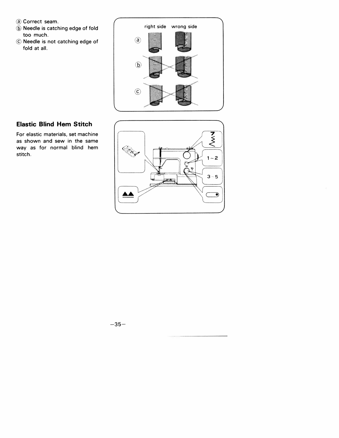 White 1927 manual Elastic Blind Hem Stitch, Correct seam, Too, As shown and sew in the same 