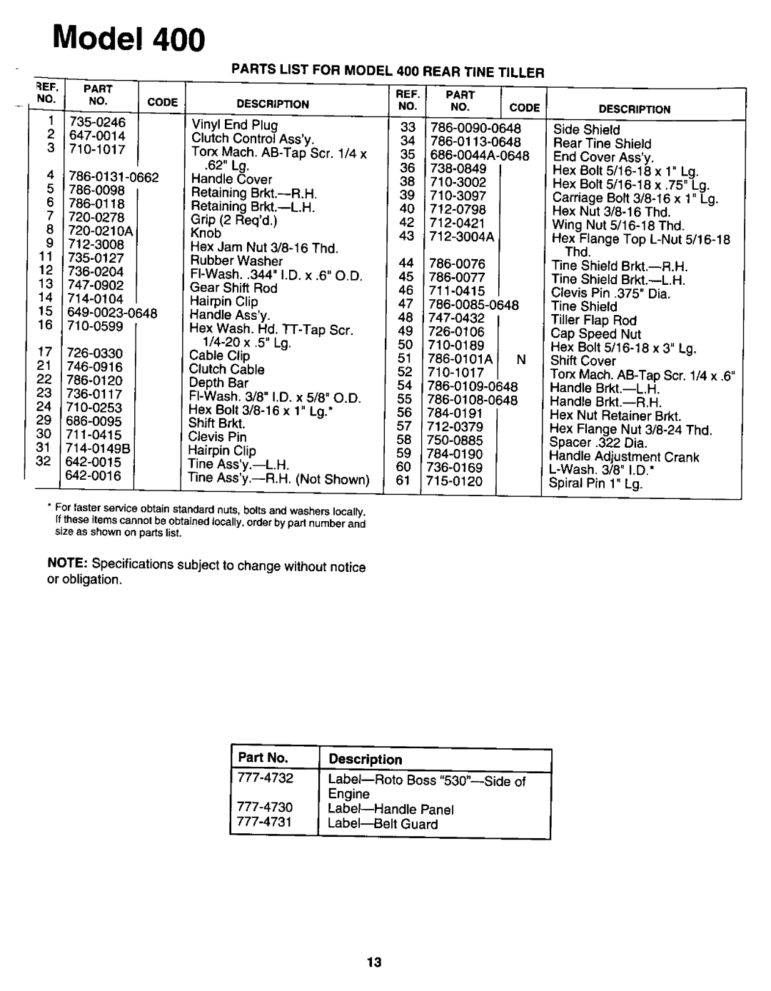 White 21A-400-190 manual 