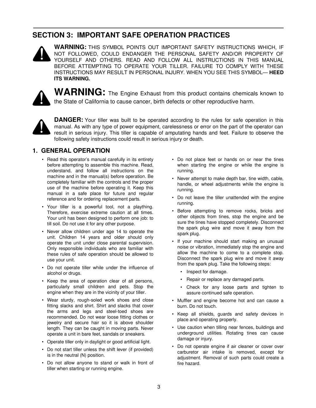 White 21A-458B190 manual Important Safe Operation Practices, General Operation 