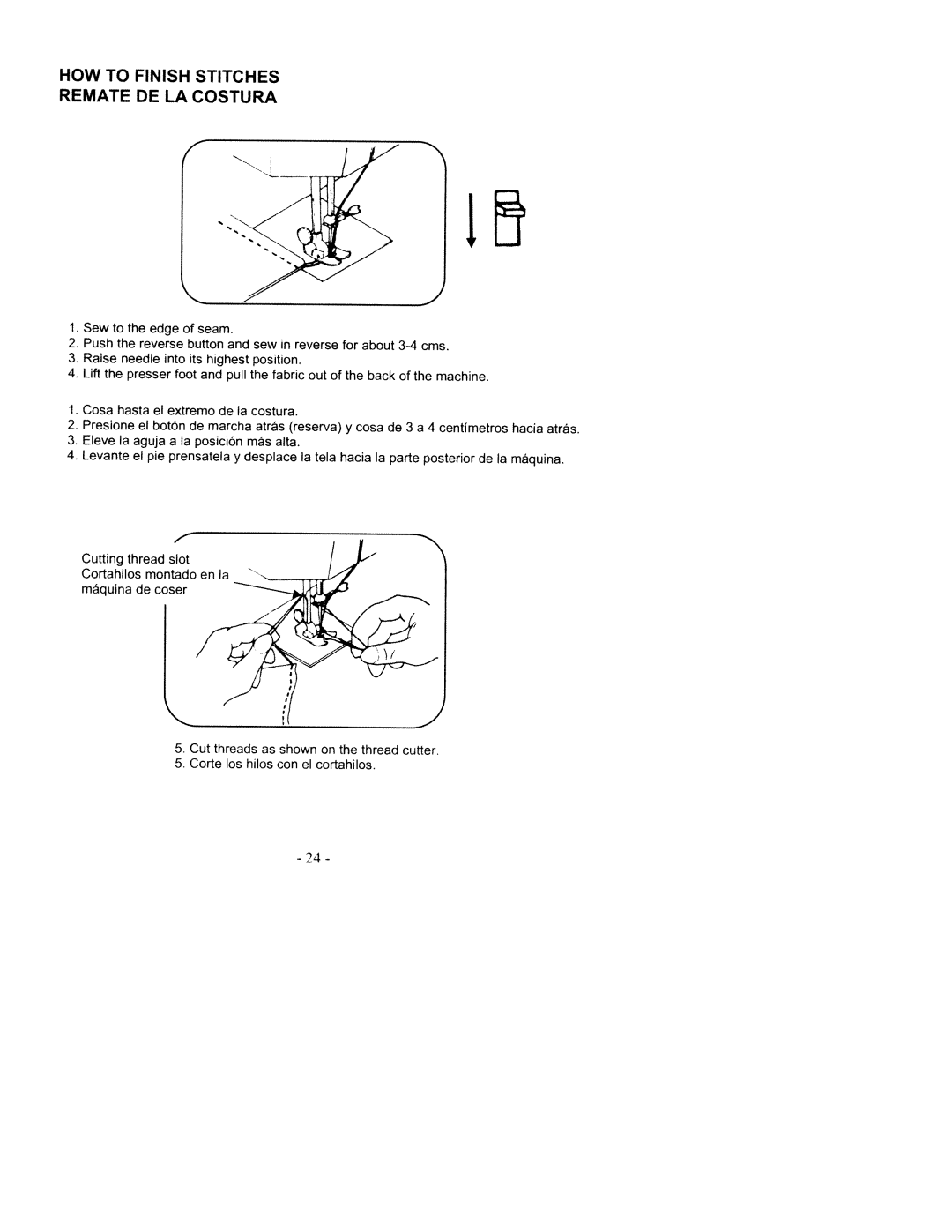 White 2200 manual How, Stitches Remate Costura 