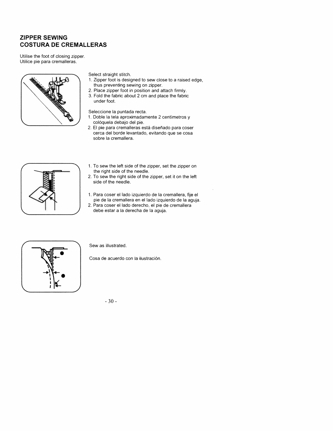 White 2200 manual Zipper Sewing, Costura DE Cremalleras 