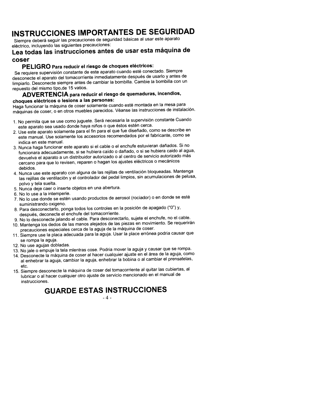 White 2200 Siempre Deberá, Precauciones Seguridad Básicas Usar Este Aparato, Las siguientes precauciones, Repuesto, Véanse 