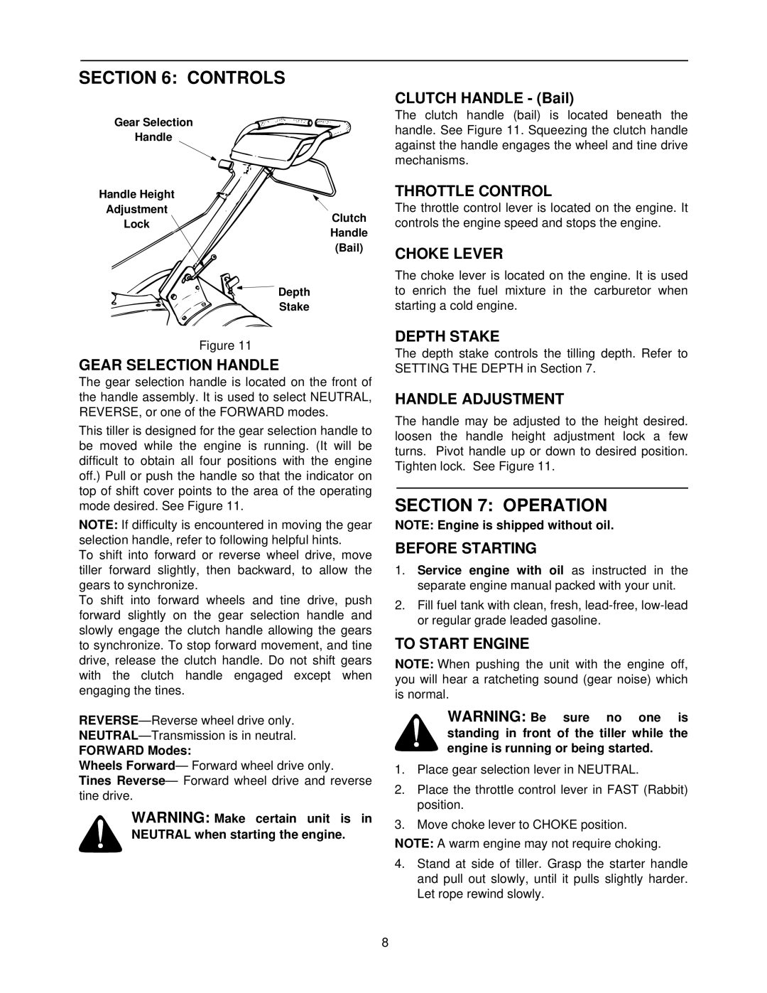 White 414 manual Controls, Operation 