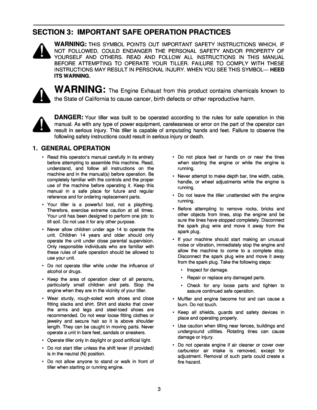 White 414 manual Important Safe Operation Practices, General Operation 
