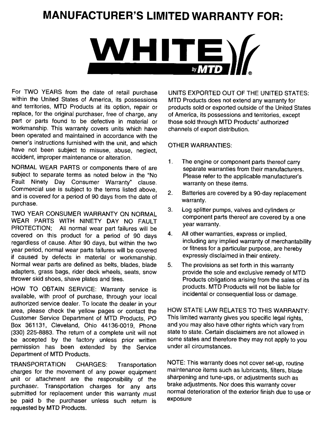 White 436 manual 