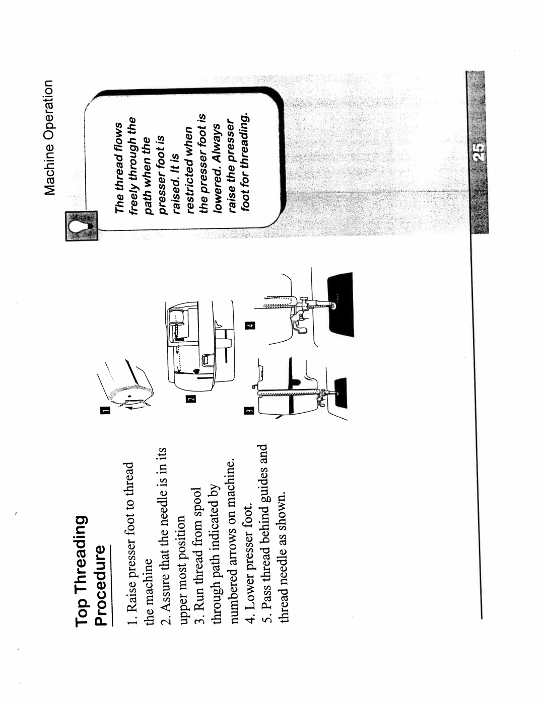 White 4400 Thread Its, Guides, Foot Behind Position, Arrows Presser Thread That, Most, Numbered Needle, Lower Pass 