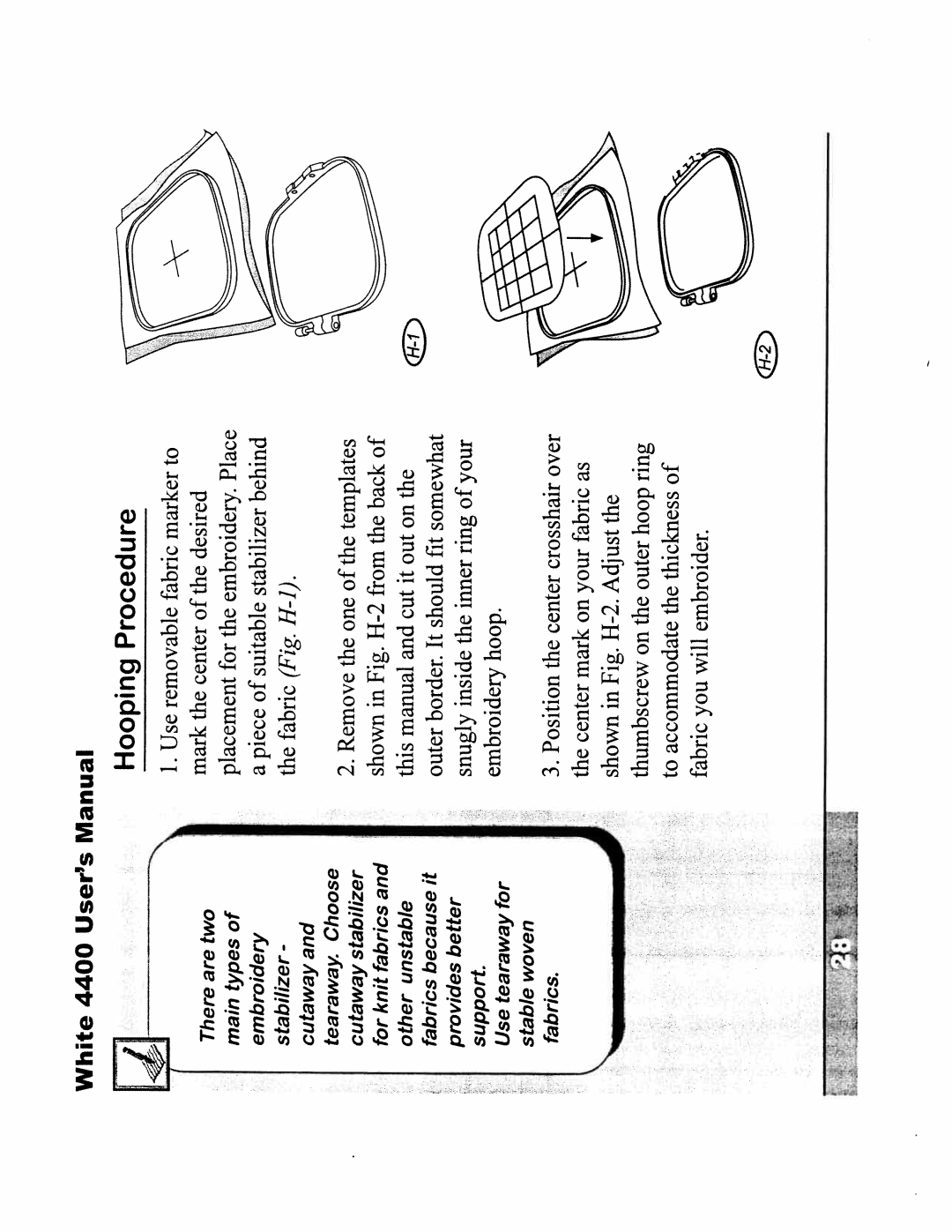 White 4400 instruction manual Embroidery Stabilizer 