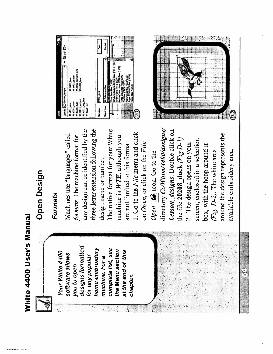 White 4400 instruction manual Formats 