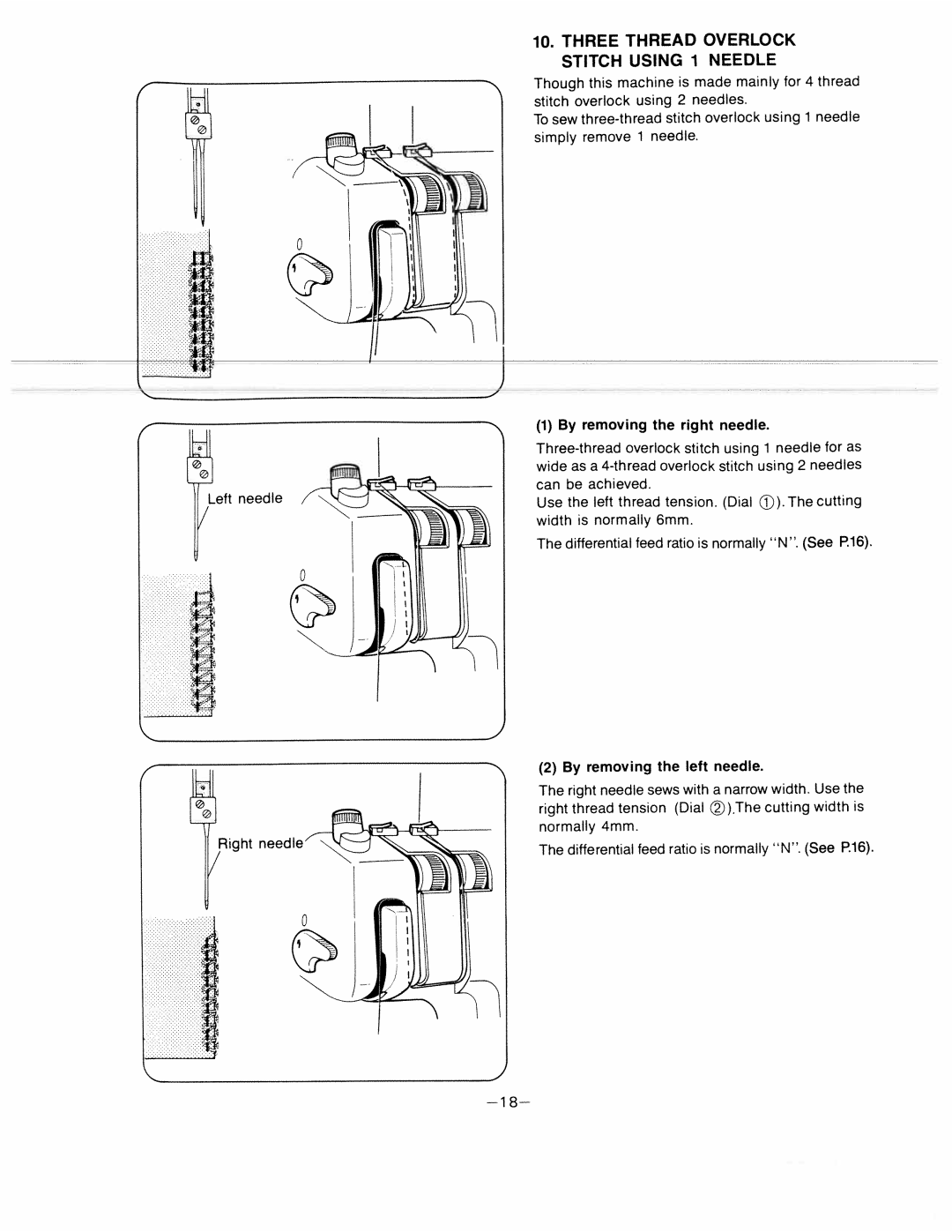 White 634D manual Three Thread Overlock Stitch Using 1 Needle 