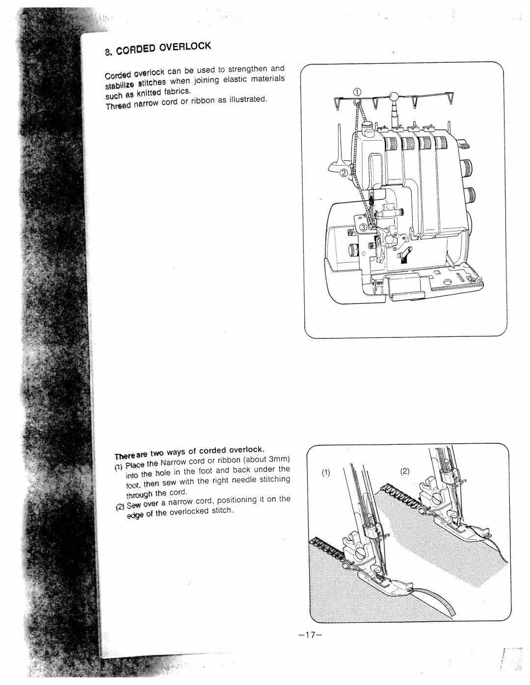 White 834DW manual Rough, Nrrow, Corded 