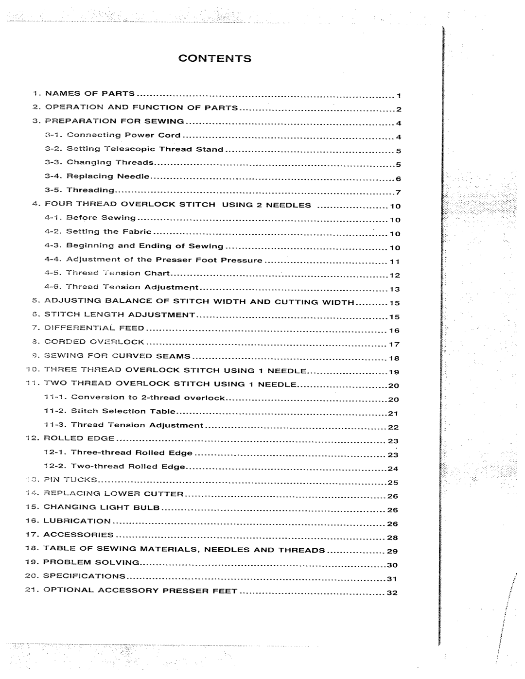 White 834DW manual Contents 