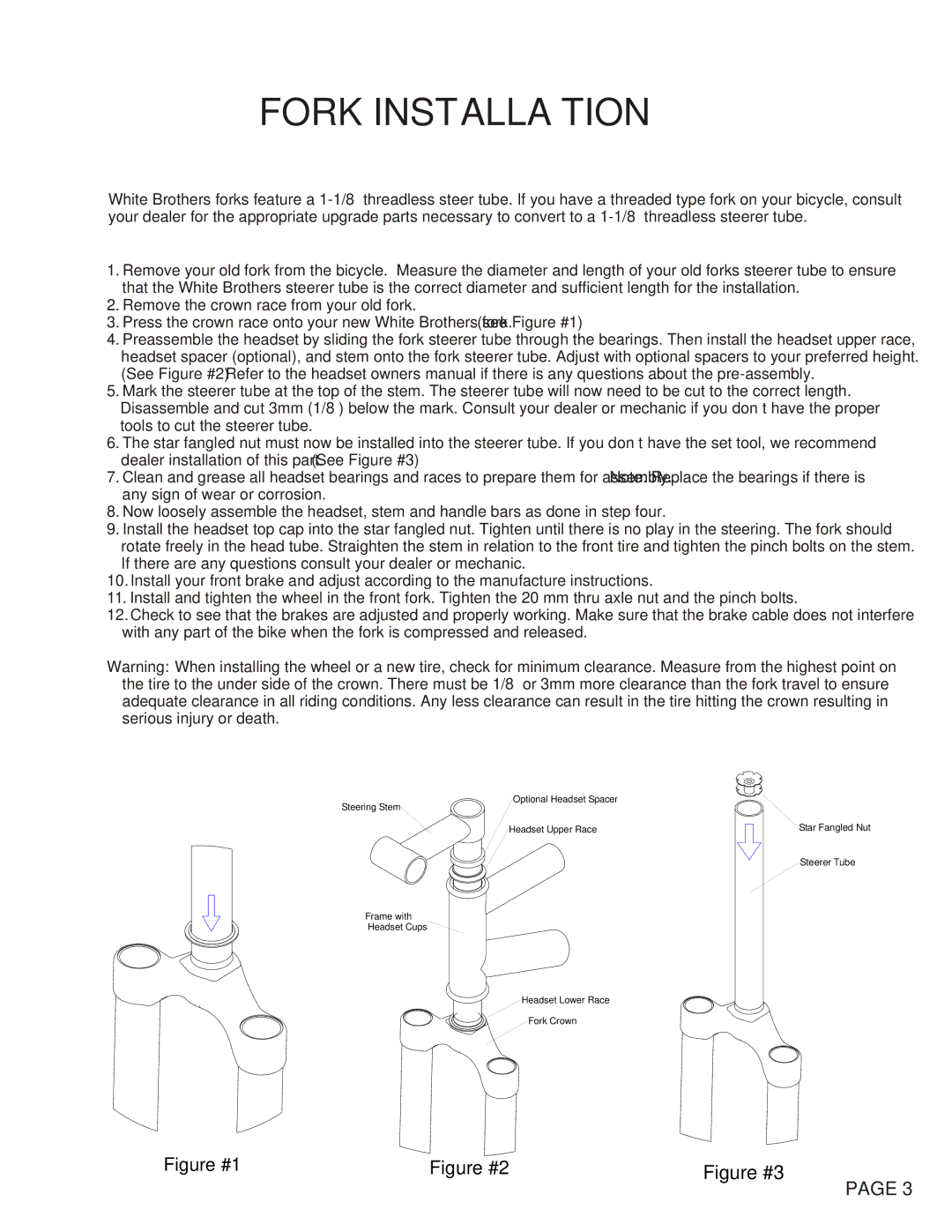 White fluid 29 130 manual Fork Installation 