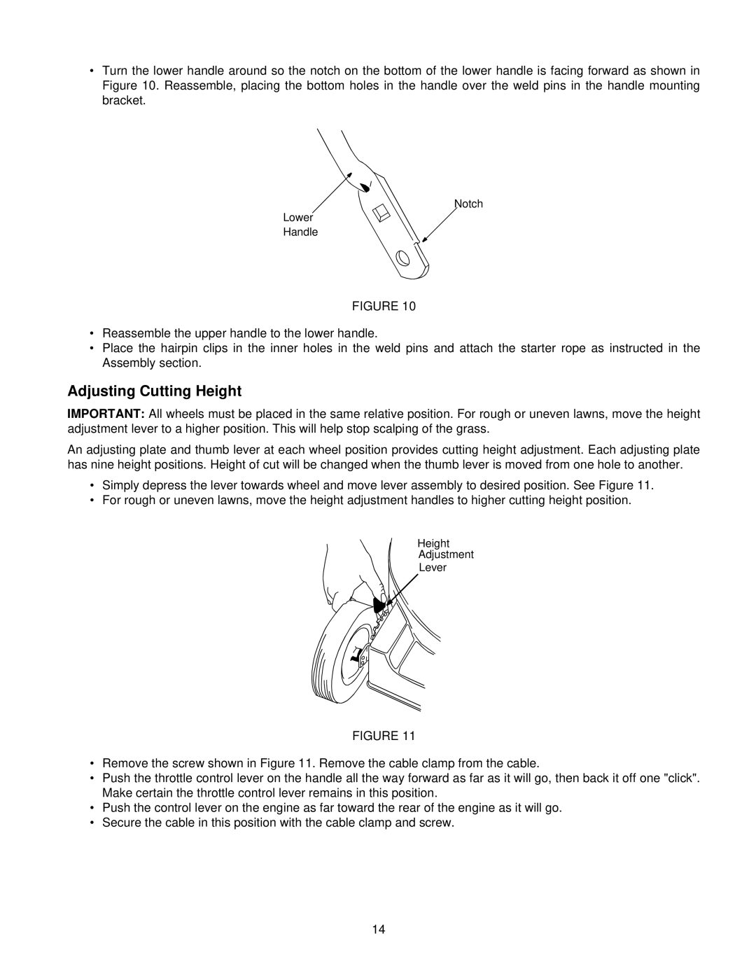 White LC-436 manual Adjusting Cutting Height 