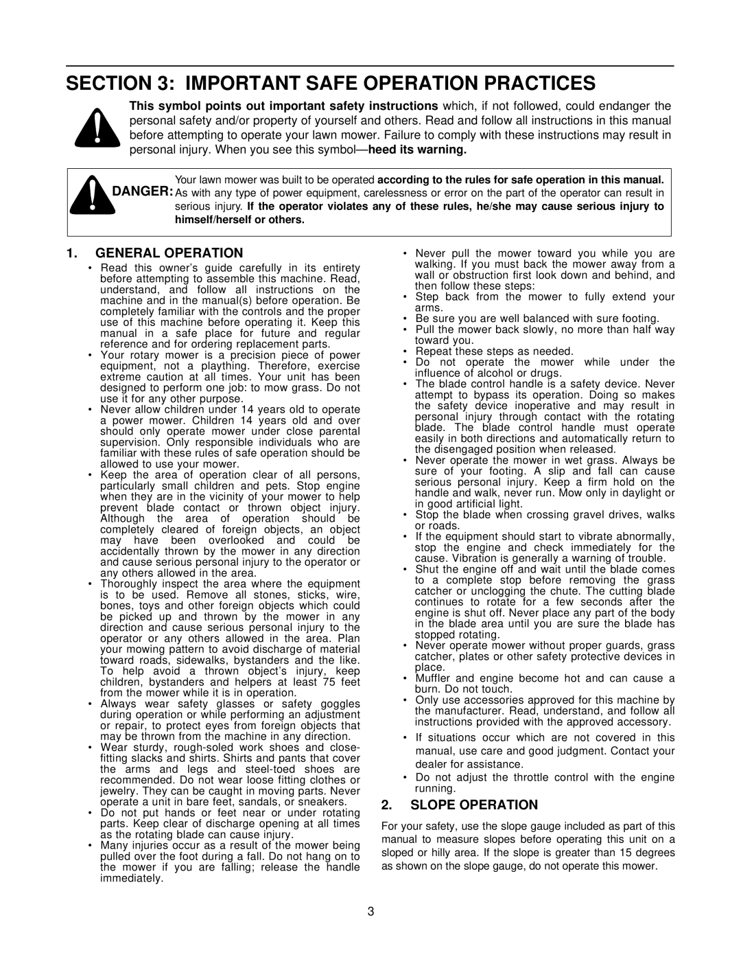 White LC-436 manual Important Safe Operation Practices, General Operation 