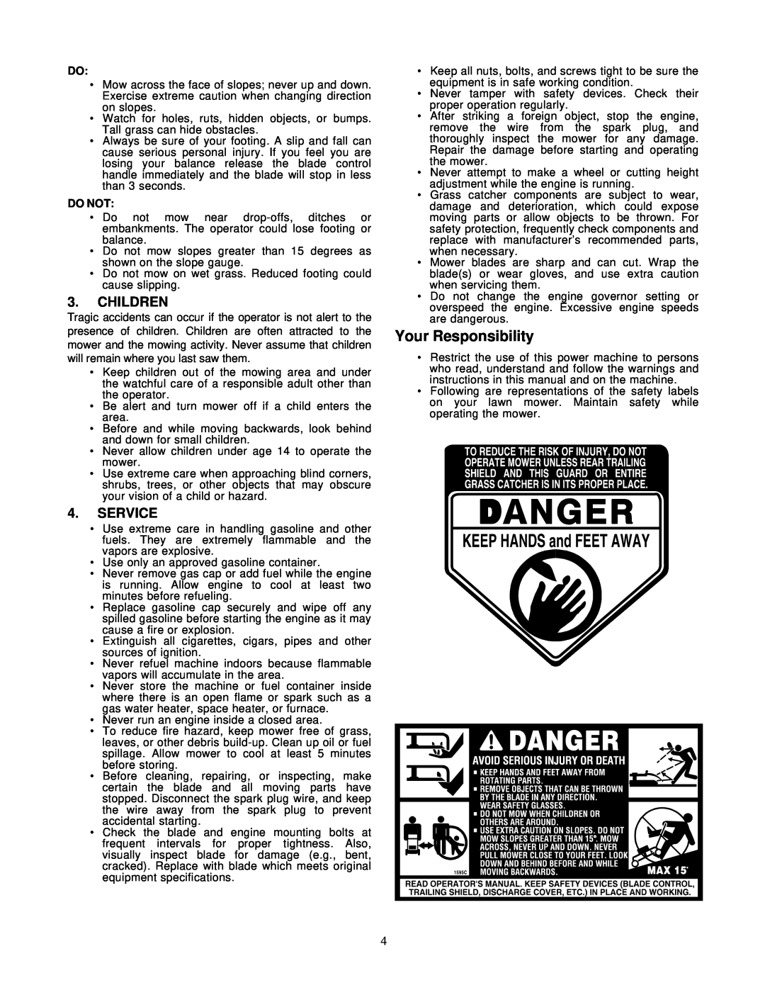 White LC-436 manual Your Responsibility, Children, Service 