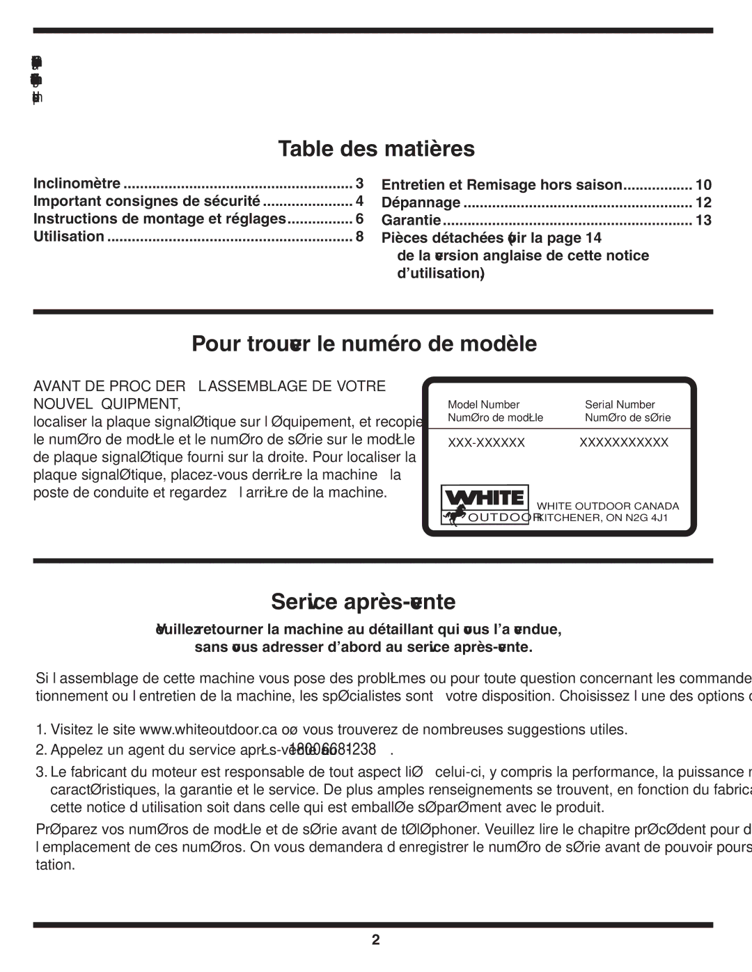 White Outdoor 100 warranty Vente-après Service, Modèle de numéro le trouver Pour, Matières des Table, 1238-668-800-1 