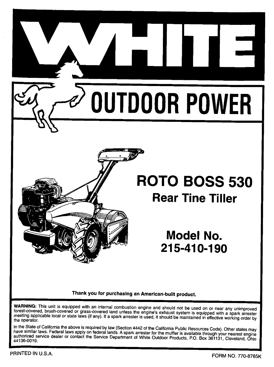 White Outdoor 215-410-190 manual 