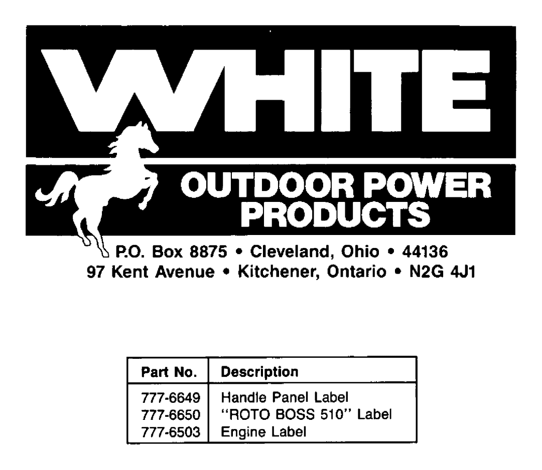 White Outdoor 217-310-190 manual 