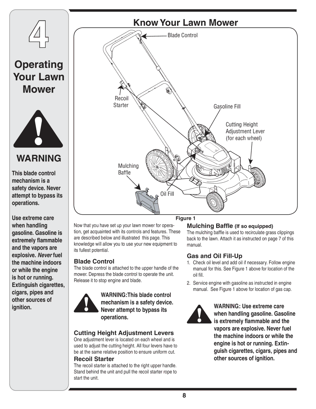 White Outdoor 500 warranty Operating Your Lawn Mower, Know Your Lawn Mower 