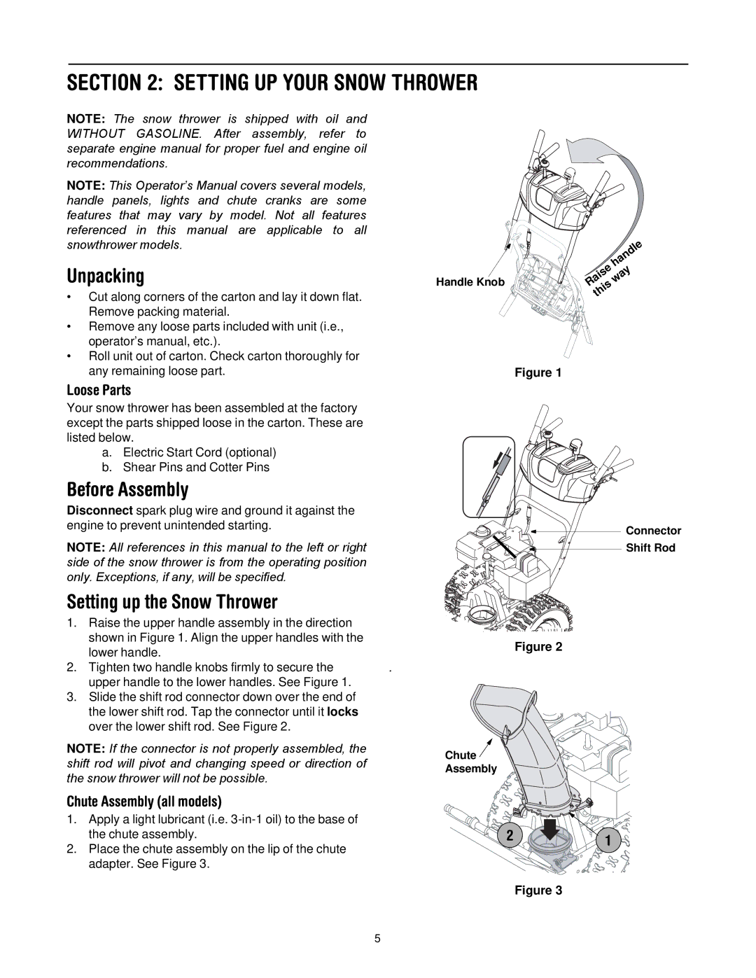 White Outdoor 500 manual Setting UP Your Snow Thrower, Unpacking, Before Assembly, Setting up the Snow Thrower 