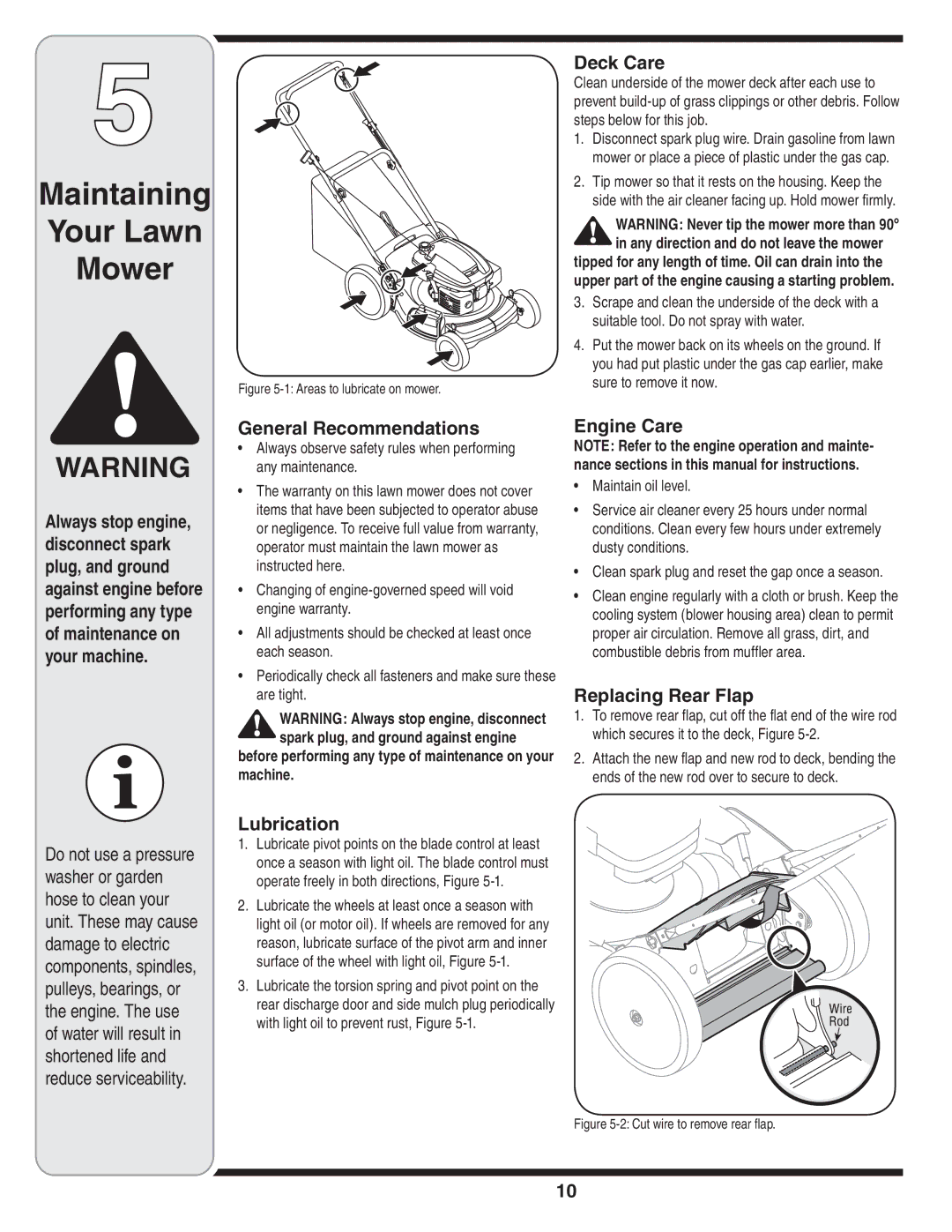 White Outdoor 54M manual Maintaining Your Lawn Mower 