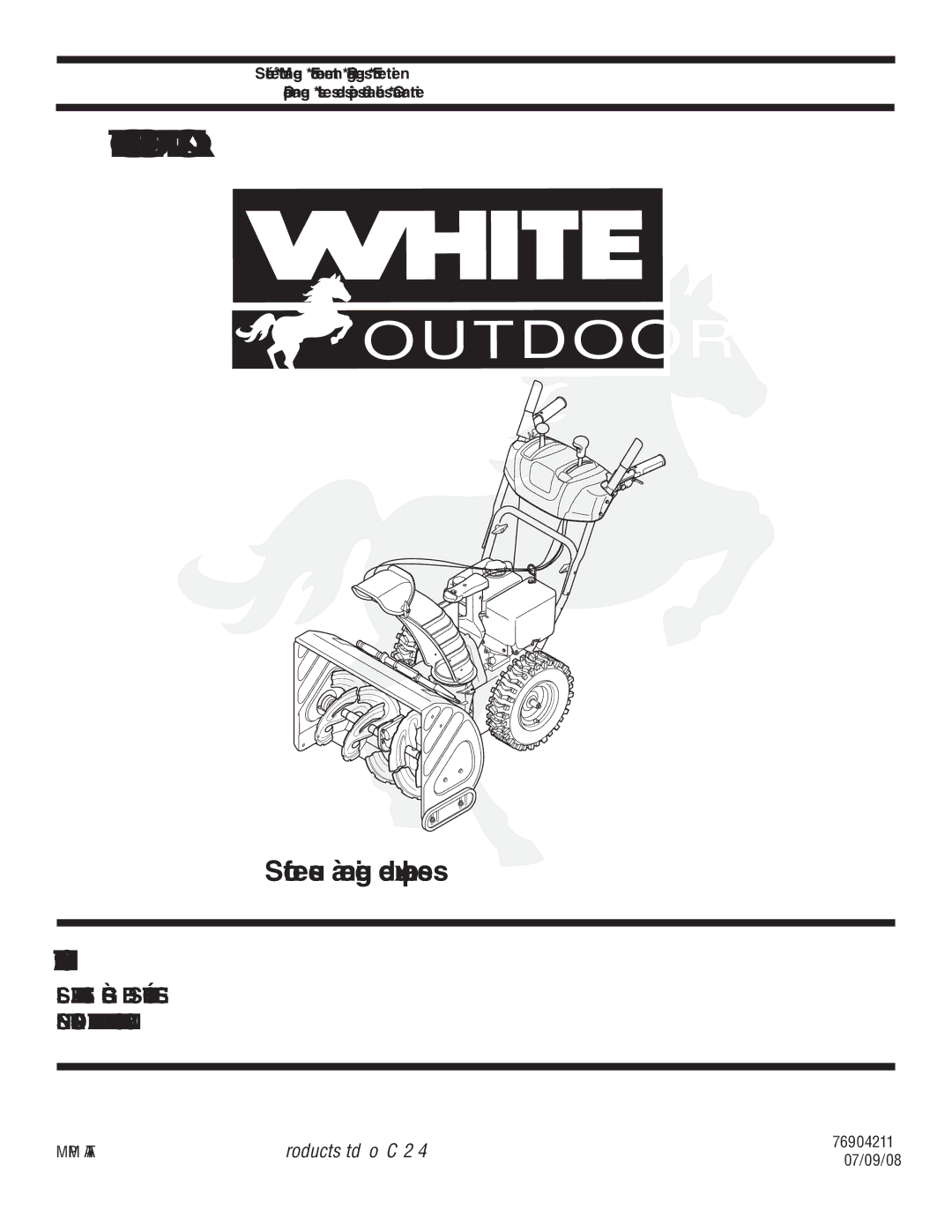 White Outdoor 769-04211 warranty Phases deux neige à Souffleuse, 07/09/08 04211-769 