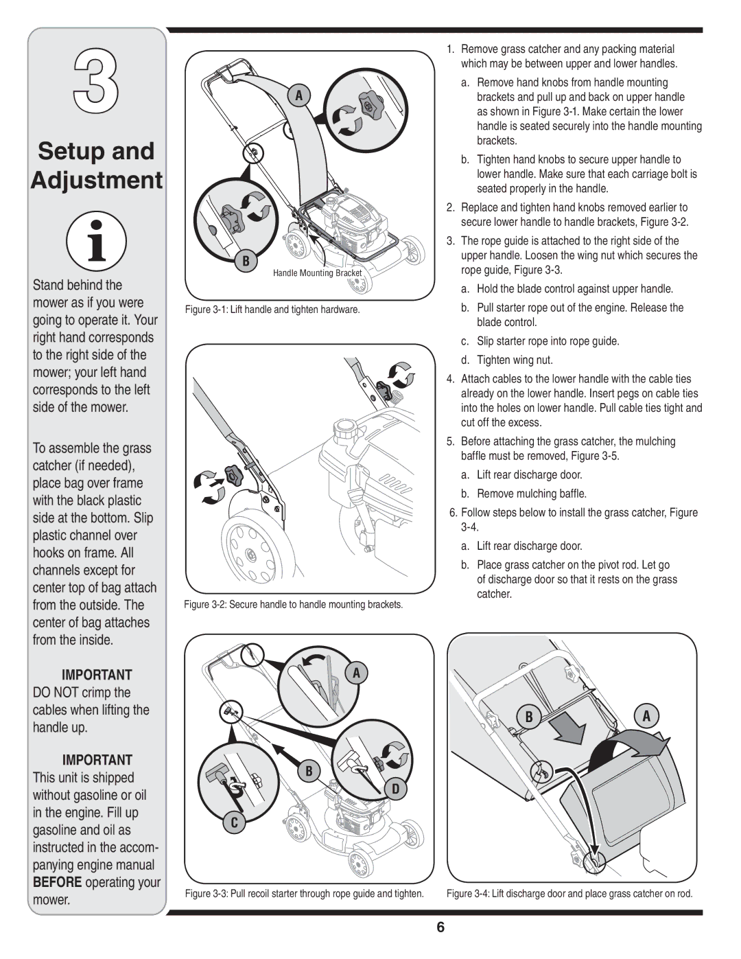 White Outdoor 83M Remove hand knobs from handle mounting, Brackets, Seated properly in the handle, Rope guide, Figure 