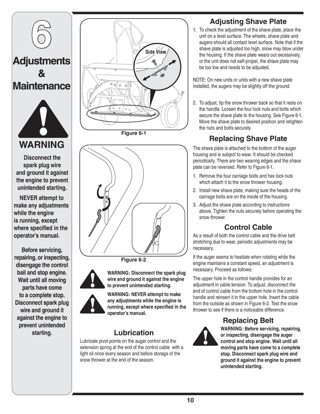 White Outdoor 9235 warranty Adjustments Maintenance 