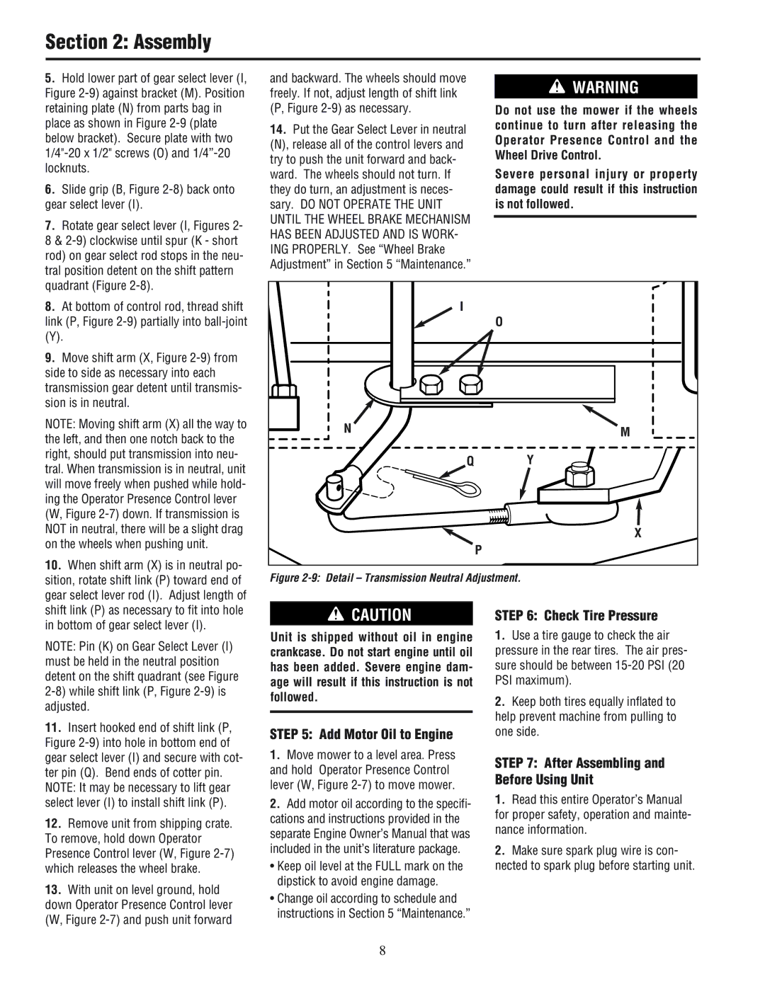 White Outdoor 933E, 933R manual Add Motor Oil to Engine, After Assembling and Before Using Unit 