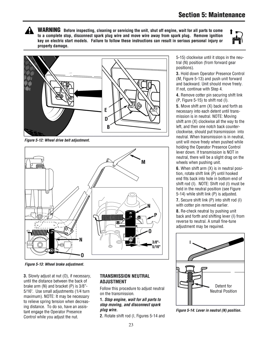 White Outdoor 933R, 933E manual Remove cotter pin securing shift link P, -15 to shift rod, Rotate shift rod I, Figures 5-14 