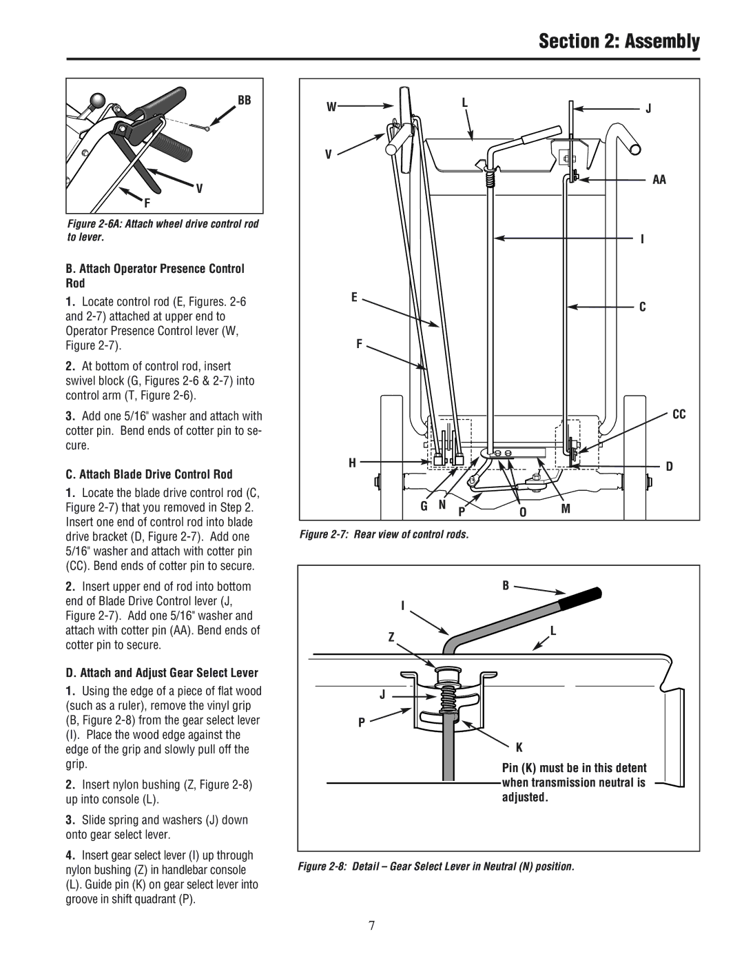 White Outdoor 933R, 933E manual Attach Operator Presence Control Rod, Attach Blade Drive Control Rod 