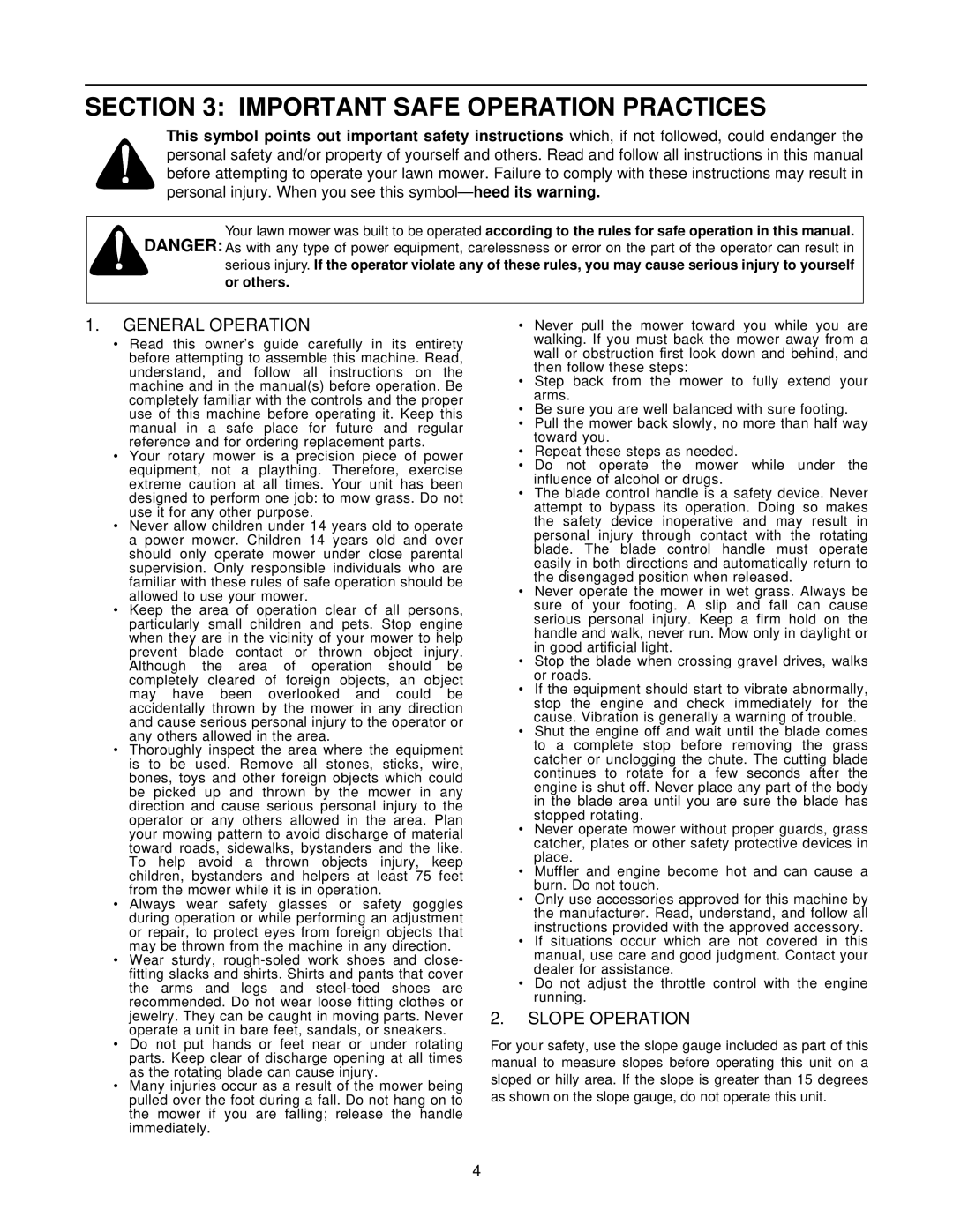 White Outdoor HW-615 manual Important Safe Operation Practices, General Operation 