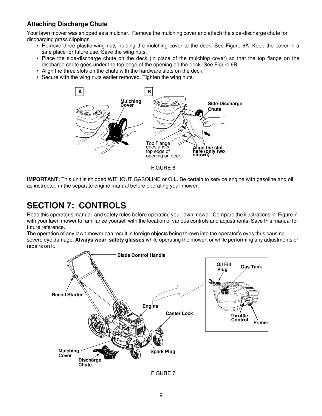 White Outdoor HW-615 manual Controls, Attaching Discharge Chute 